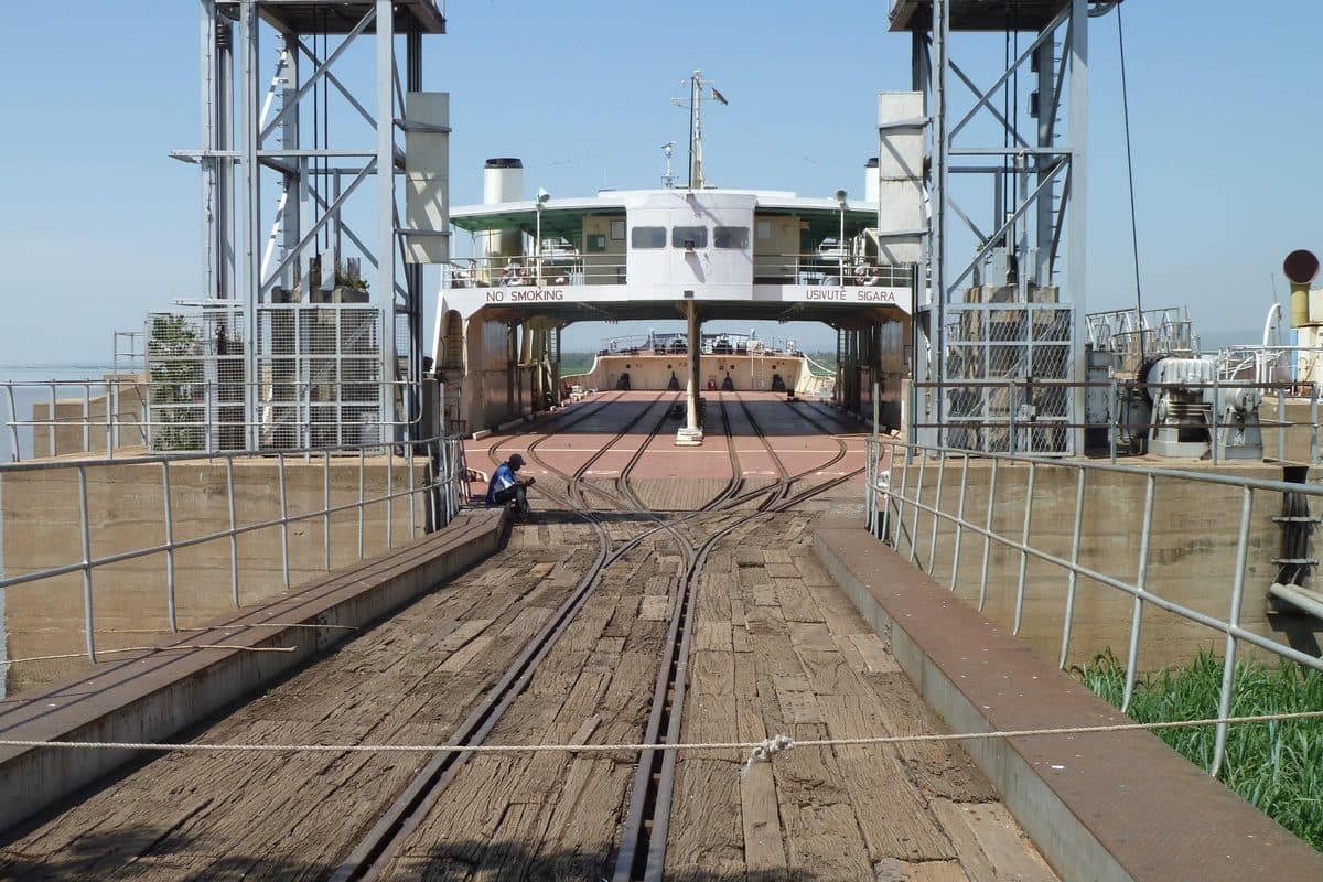 Kisumu ferry jetty on Lake Victoria showing boats and waterfront infrastructure