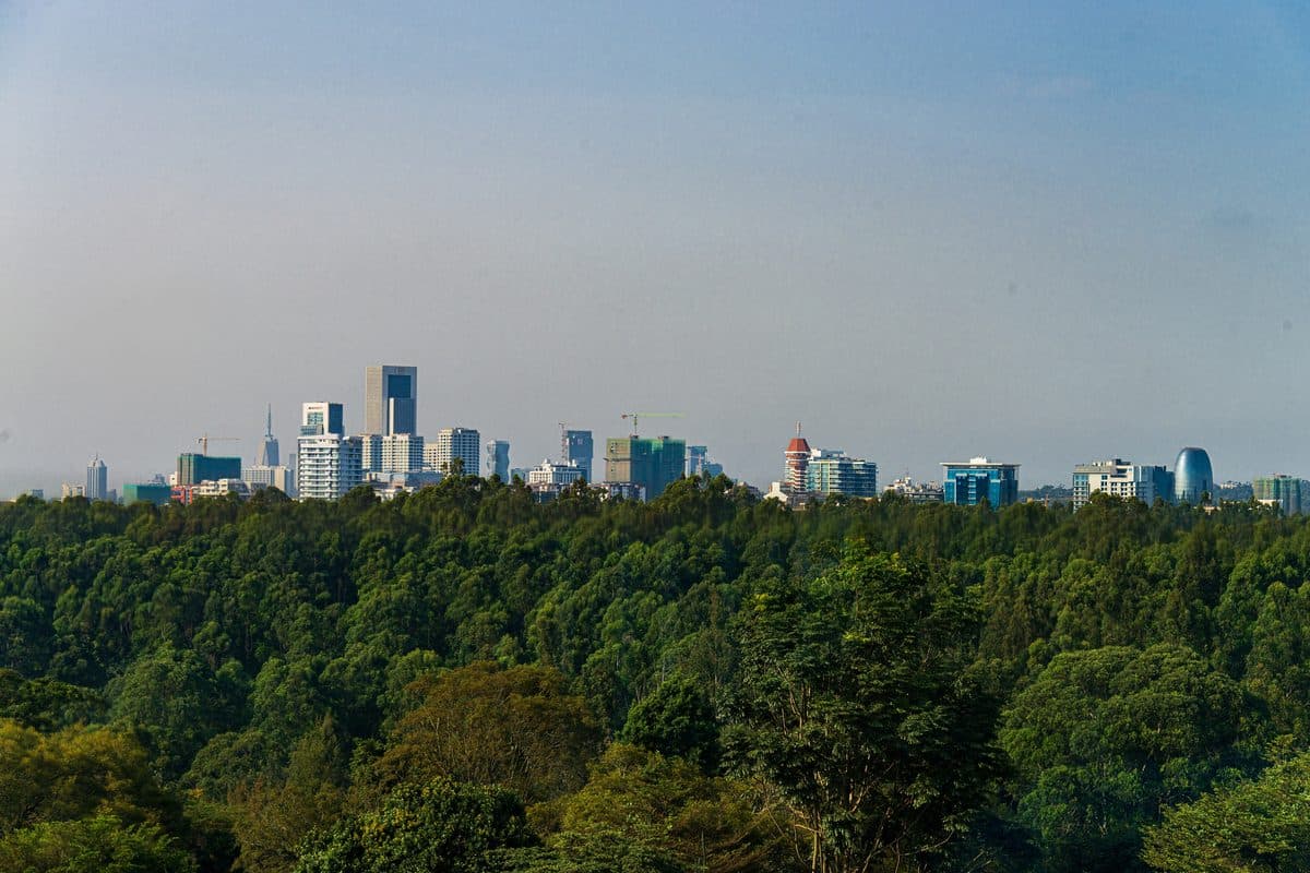 Nairobi skyline with light haze seen from the Gem Hotel in Gigiri